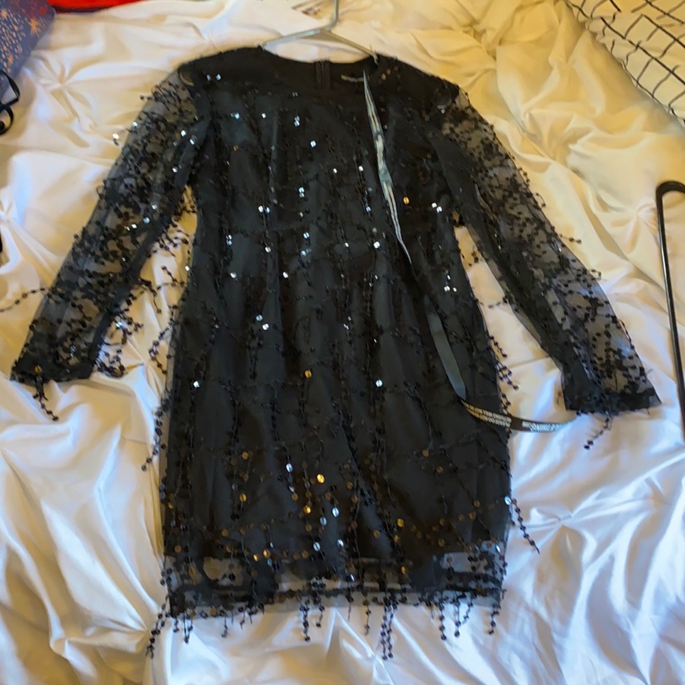 Black Fringe sequins mini dress